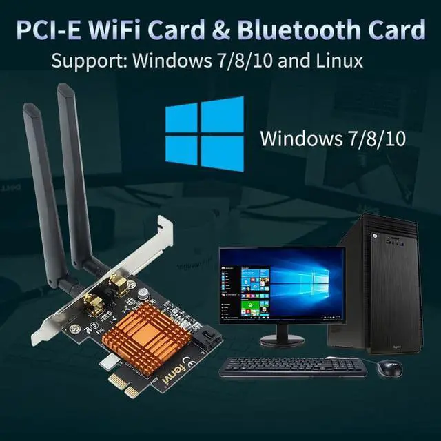 Alt view image 4 of 6 - Weastlinks Dual Band AC 1200Mbps Wireless Bluetooth WiFi Card WiFi PCIe Network Adapter 5GHz/2.4GHz PCI Express Network Wlan BT4.0