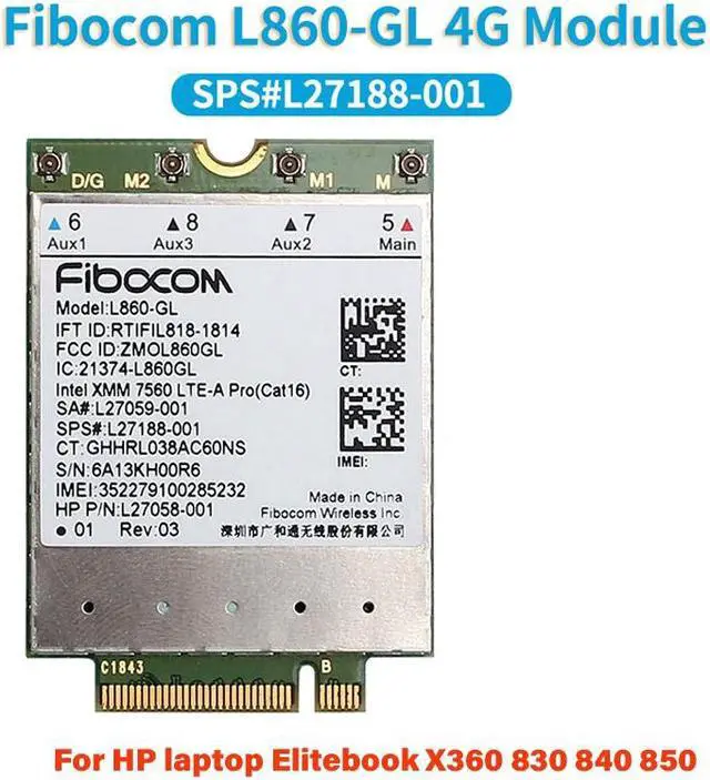 Main image of Weastlinks FDD-LTE TDD-LTE Cat16 Fibocom L860-GL 4G Module Wlan Card SPS#L27188-001 For HP laptop Elitebook X360 830 840 850