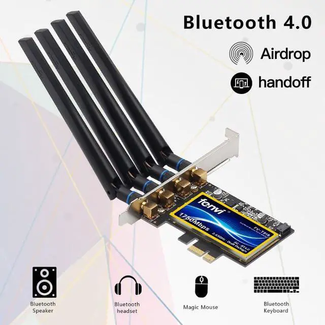 Alt view image 4 of 7 - Weastlinks Desktop Dual Band 802.11ac BCM94360 Wireless-AC WiFi Bluetooth 4.0 PCI-E Adapter For Mac/Hackintosh/Windows