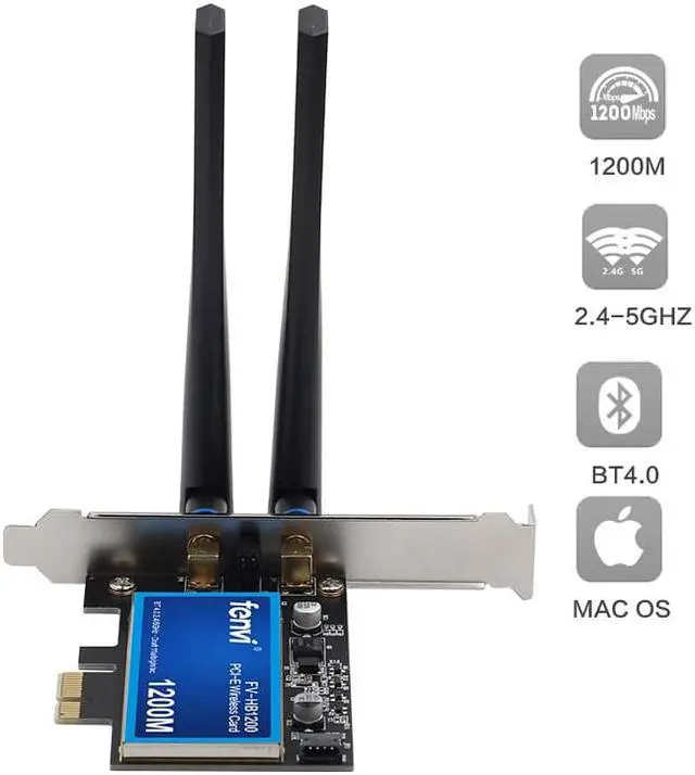 Alt view image 2 of 7 - Weastlinks Desktop Dual Band 802.11ac BCM94360CS2 Wireless-AC WiFi Bluetooth 4.0 PCI-E Adapter For Mac/Hackintosh/Windows