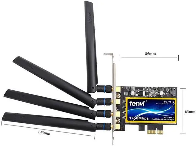 Alt view image 6 of 7 - Weastlinks Desktop Dual Band 802.11ac BCM94360 Wireless-AC WiFi Bluetooth 4.0 PCI-E Adapter For Mac/Hackintosh/Windows