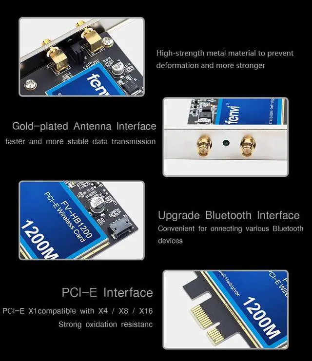 Alt view image 5 of 7 - Weastlinks Desktop Dual Band 802.11ac BCM94360CS2 Wireless-AC WiFi Bluetooth 4.0 PCI-E Adapter For Mac/Hackintosh/Windows