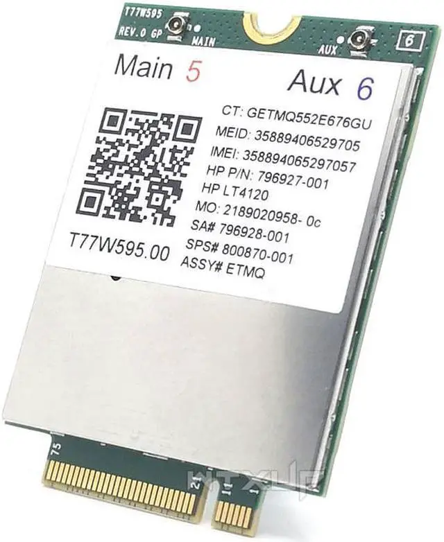 Alt view image 4 of 6 - Weastlinks 4G Module LT4120 LTE T77W595 150Mbps WWAN M.2 4G Modem + 2 antenna for HP Probook/EliteBook 840 850 820 745 G3
