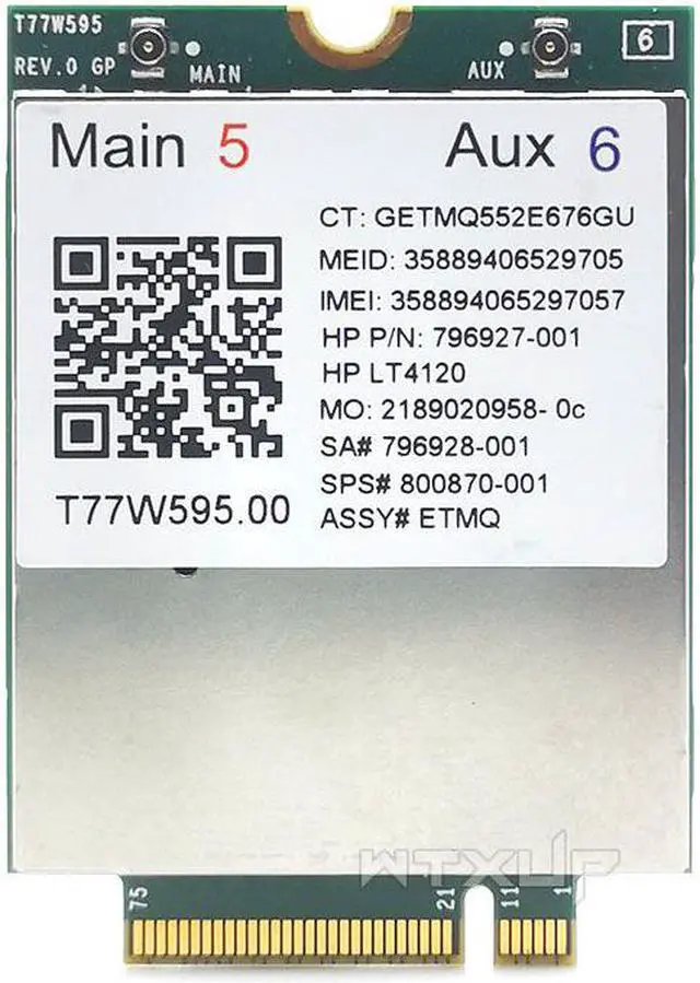 Main image of Weastlinks 4G Module LT4120 LTE T77W595 150Mbps WWAN M.2 4G Modem + 2 antenna for HP Probook/EliteBook 840 850 820 745 G3