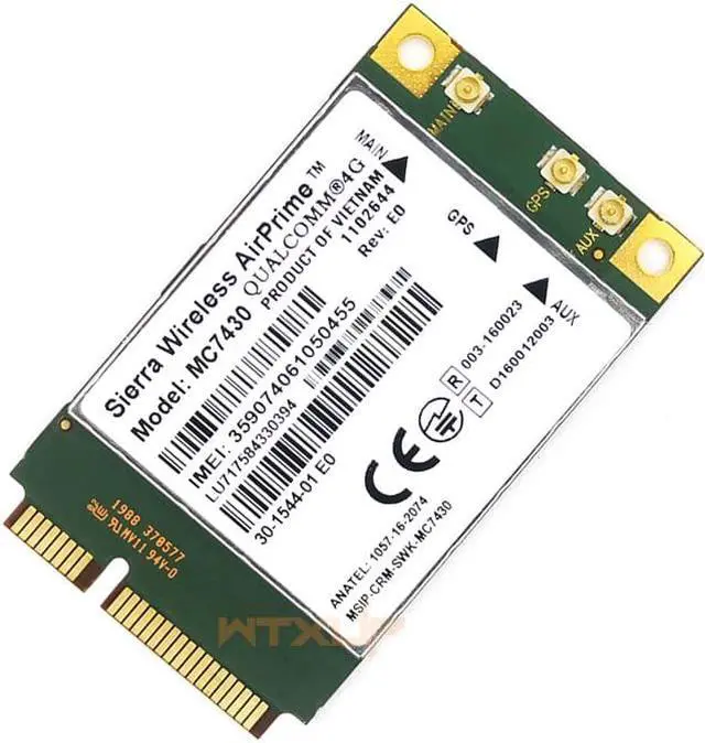 Alt view image 4 of 4 - Weastlinks MC7430 4G Module FDD-TDD LTE CAT6 HSPA+ GNSS WWAN Card USB 3.0 MBIM interface PCIe mini 4G Card