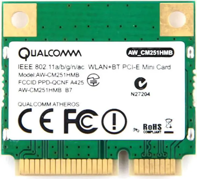 Alt view image 2 of 5 - Weastlinks Dual Band 433Mbps Atheros QCA9377 WI-FI + Bluetooth 4.1 Wlan 802.11 ac 2.4G/5Ghz Mini PCI-E Wireless Network Card AW-CM251HMB
