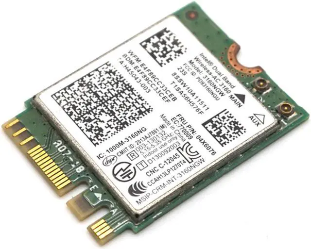 Alt view image 6 of 8 - Weastlinks Network Card for Intel Dual Band Wireless-AC 3160 3160NGW 04X6034 04X6076 for Lenovo Thinkpad Y40 Y50 E10-30 E455 E555 2.4GHz