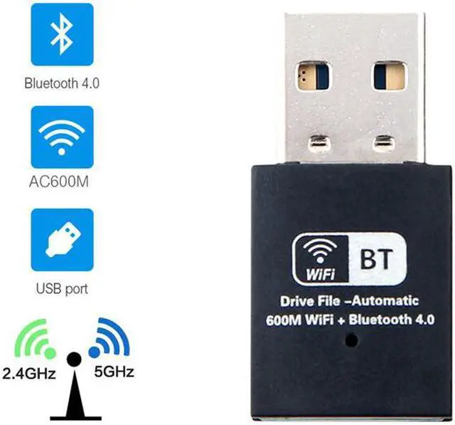 Alt view image 2 of 5 - Weastlinks 600Mbps Dual Band Mini WIFI USB Wlan Wireless Adapter Wi-Fi Bluetooth 4.0 Network Card LAN Dongle for Windows 7/8/10