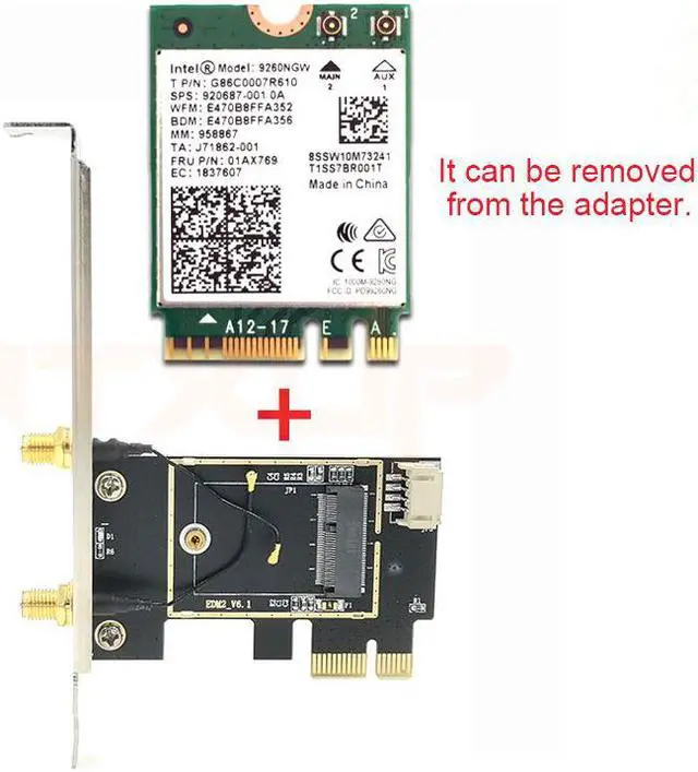 Alt view image 2 of 5 - Weastlinks WiFi Card Wireless Bluetooth Adapter Dual Band PCIe Wireless 9260ac 1730Mbps MU-MIMO WiFi PCI-E 1X Card BT 5.0