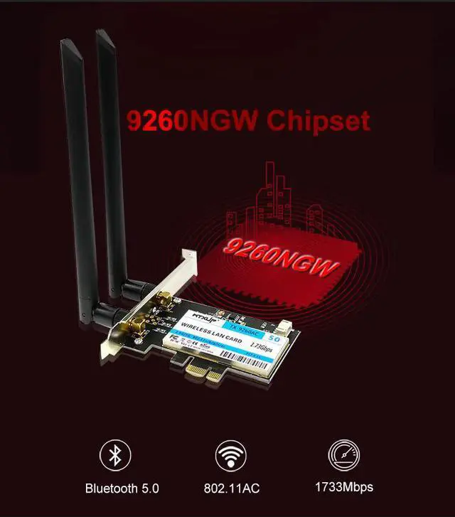 Alt view image 6 of 7 - Weastlinks Wireless-AC 9260 AC for Intel 9260ac 9260NGW 1730Mbps PCI-e PCIE 1X WiFi Adapter MU-MIMO Bluetooth 5.0 WLAN Network Card