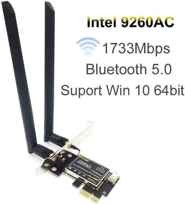 Main image of Weastlinks 9260AC Dual-Band Gigabit Desktop PCI-E PCIE 1X Wireless Network Card 1730Mbps Bluetooth 5.0 gaming wifi adapter+ 6DBI antenna