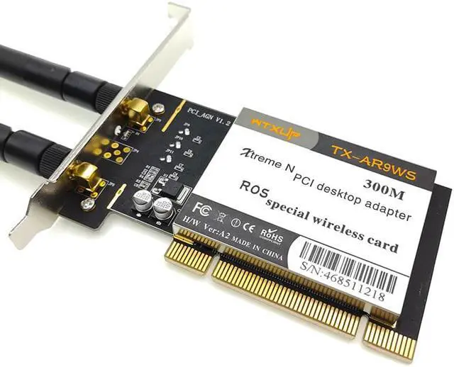 Alt view image 3 of 6 - Weastlinks Atheros AR9220 802.11a/b/g/n 2.4GHz/5GHz 300Mbps Desktop PCI WiFi Adapter Wireless Network card for ROS/Windows 7/8/10