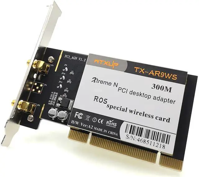 Alt view image 5 of 6 - Weastlinks Atheros AR9220 802.11a/b/g/n 2.4GHz/5GHz 300Mbps Desktop PCI WiFi Adapter Wireless Network card for ROS/Windows 7/8/10
