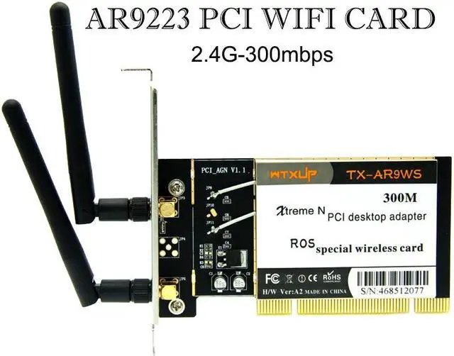 Main image of Weastlinks Atheros AR9223 PCI 300M 802.11b/g/n Wireless WiFi Network Adapter for Desktop 2 Antenna