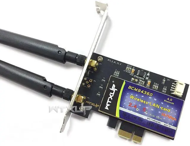 Alt view image 5 of 7 - Weastlinks 802.11AC Dual Band network card Broadcom BCM94360 867Mbps PCI Express DESKTOP WIFI Adapter Bluetooth BT 4.0 for Mac/Hackintosh