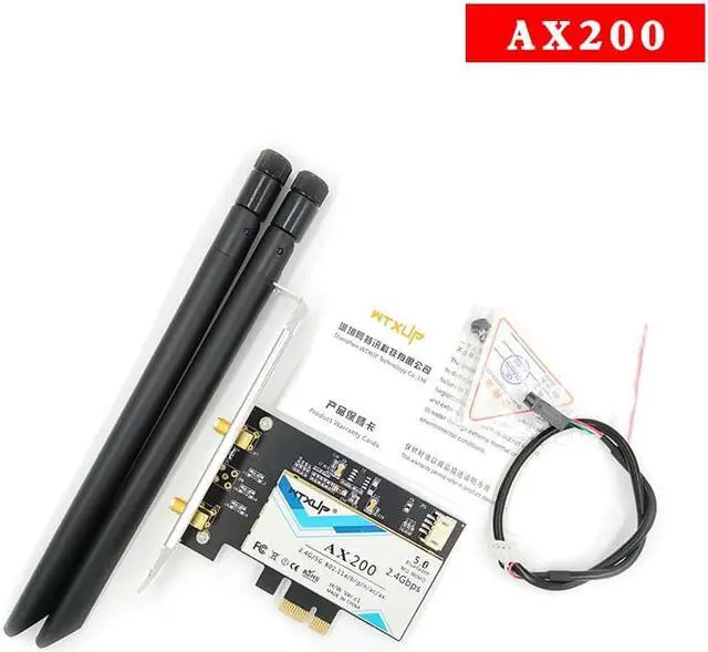 Alt view image 6 of 8 - Weastlinks Wireless-AC AX200 802.11ac/ax 2400Mbps Desktop PCI-E 1X 16X wifi network card for Intel AX200NGW wifi 6 Bluetooth 5.0 Mu-mimo