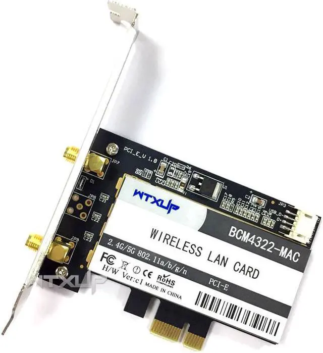 Alt view image 3 of 5 - Weastlinks BCM94322HM8L DW1510 Dual Band 300M 802.11a/b/g/n 2.4/5G Desktop WIFI WLAN CARD with 2 antennas for Win XP/7/8/MAC OS/hackintosh