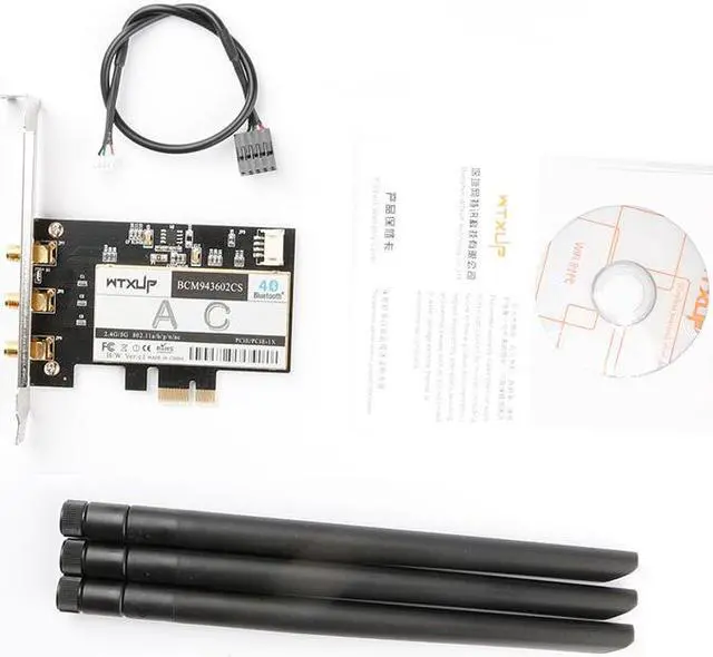 Alt view image 6 of 8 - Weastlinks BCM94360CSAX PCIE 1X desktop WiFi wireless adapter Card 802.11AC 1750Mbps Bluetooth 4.0 3 X 6Dbi antennas for Mac OS / Windows