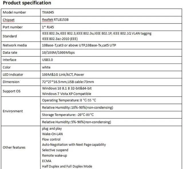 Alt view image 3 of 8 - Weastlinks USB 3.0 to RJ45 Network Card Lan Adapter 10/100/1000 Mbps Ethernet Adapter Realtek RTL8153 For Tablet PC Win 7 8 10 XP