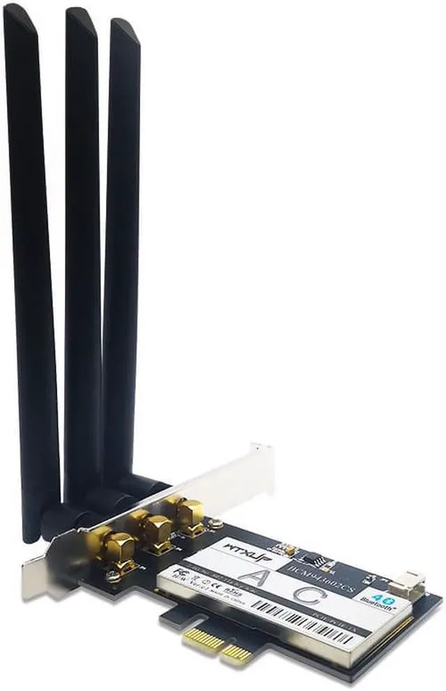 Alt view image 2 of 8 - Weastlinks BCM94360CSAX PCIE 1X desktop WiFi wireless adapter Card 802.11AC 1750Mbps Bluetooth 4.0 3 X 6Dbi antennas for Mac OS / Windows