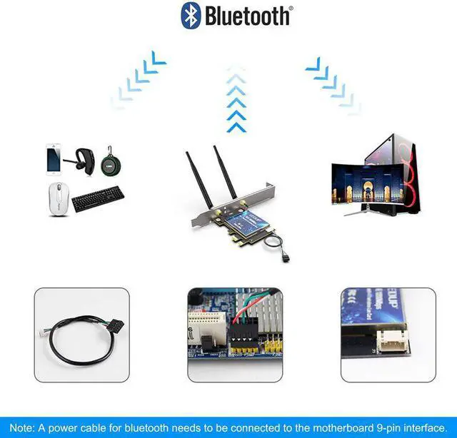 Alt view image 2 of 7 - Weastlinks 1200M WiFi PCI Express Adapter Dual Band 5GHz/2.4GHz Wireless Bluetooth PCI-E Network Card Adapter for PC Desktop Windows 10
