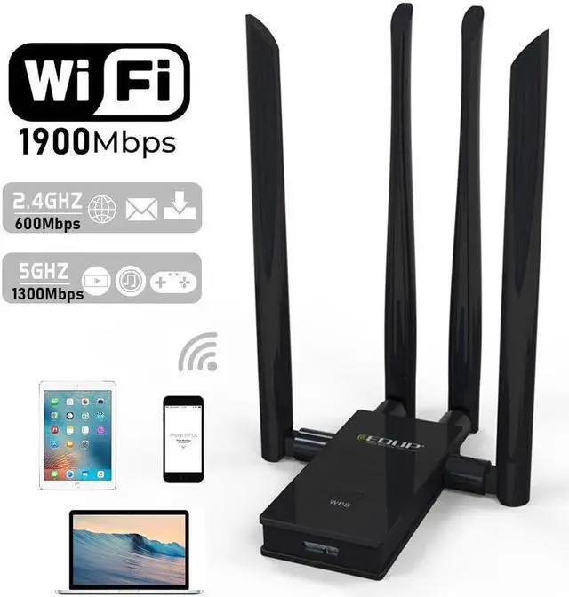 Main image of Weastlinks 5GHz USB WIFI Adapter 1900mbps 802.11ac Long Distance WiFi Receiver with 4*6dBi Antennas USB 3.0 Wireless Ethernet Adapter