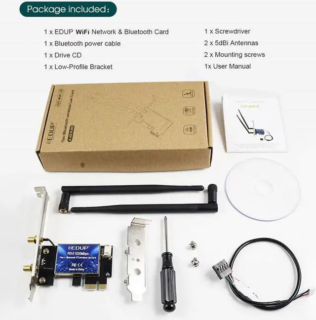 Alt view image 7 of 7 - Weastlinks 1200M WiFi PCI Express Adapter Dual Band 5GHz/2.4GHz Wireless Bluetooth PCI-E Network Card Adapter for PC Desktop Windows 10