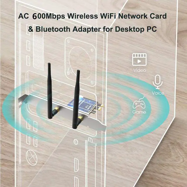 Alt view image 4 of 7 - Weastlinks 1200M WiFi PCI Express Adapter Dual Band 5GHz/2.4GHz Wireless Bluetooth PCI-E Network Card Adapter for PC Desktop Windows 10