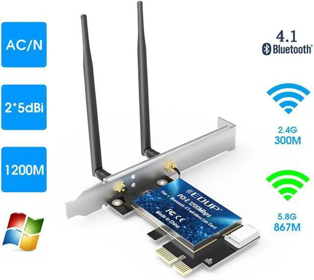 Main image of Weastlinks 1200M WiFi PCI Express Adapter Dual Band 5GHz/2.4GHz Wireless Bluetooth PCI-E Network Card Adapter for PC Desktop Windows 10
