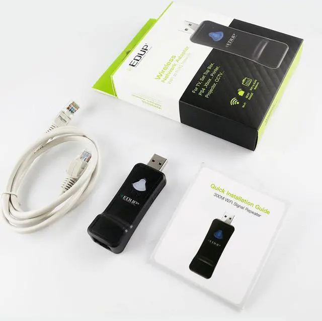 Alt view image 7 of 7 - Weastlinks USB Wireless WIFI Repeater 300Mbps 2.4GHz WiFi Signal Amplifier WI-FI Range Extender with Lan Port Adapter for TV/player