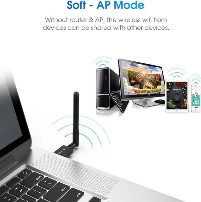 Alt view image 2 of 7 - Weastlinks USB WIFI Bluetooth Adapter 600M AC Dual Band 2.4G/5G USB Ethernet WiFi Dongle Receiver Wireless Network Card for PC Laptop