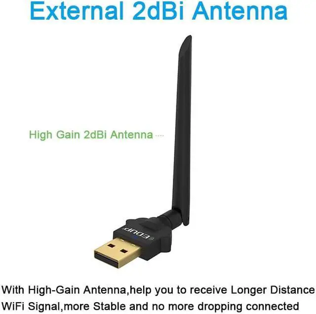 Alt view image 4 of 7 - Weastlinks 2.4/5GHz 1300Mbps USB Wireless WiFi Adapter Dual Band WiFi Receiver AC Wi-Fi Dongle Network Card 2dBi Antenna Windows/Mac