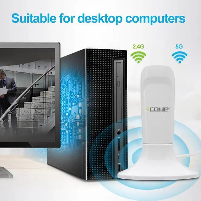 Alt view image 2 of 7 - Weastlinks Wireless 600Mbps USB Wifi Adapter Dual Band 2.4G/5GHz RTL8192DU Mini USB Computer Network Card Receiver 1.2m USB Cable