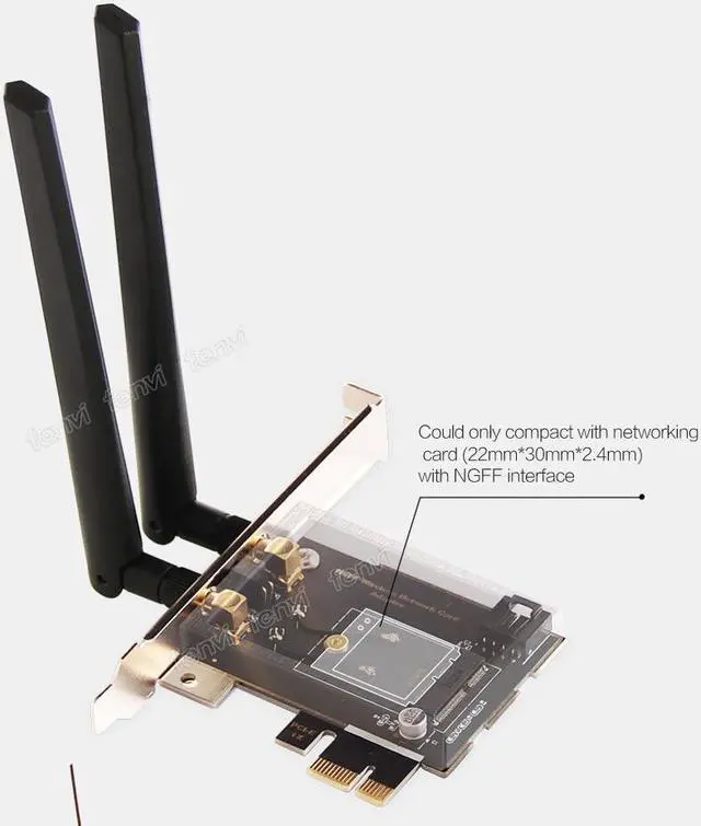 Alt view image 5 of 7 - Weastlinks M.2 Card To PCI Express Adapter Desktop Converter For Intel 8265NGW 9260NGW AX200 WIFI 6 AX210 NGFF M.2 WiFi Bluetooth Network