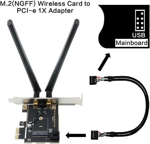 Alt view image 4 of 7 - Weastlinks M.2 Card To PCI Express Adapter Desktop Converter For Intel 8265NGW 9260NGW AX200 WIFI 6 AX210 NGFF M.2 WiFi Bluetooth Network