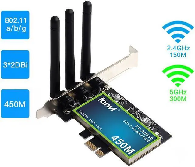 Main image of Weastlinks Wireless Dual Band 450M PCI Express WiFi Adapter PCI-E Network Card 2.4G/5G With Antennas Desktop PC Windows 10