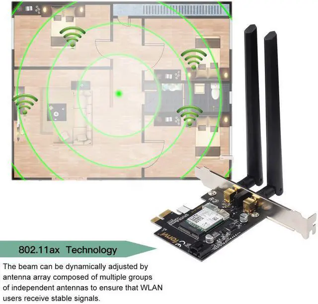 Alt view image 4 of 7 - Weastlinks Desktop Wi-Fi 6 PCI-E Wireless Adapter 2.4Gbps 2.4G/5Ghz 802.11ac/ax Bluetooth 5.0 AX200NGW Wifi Card For Intel AX200 MU-MIMO