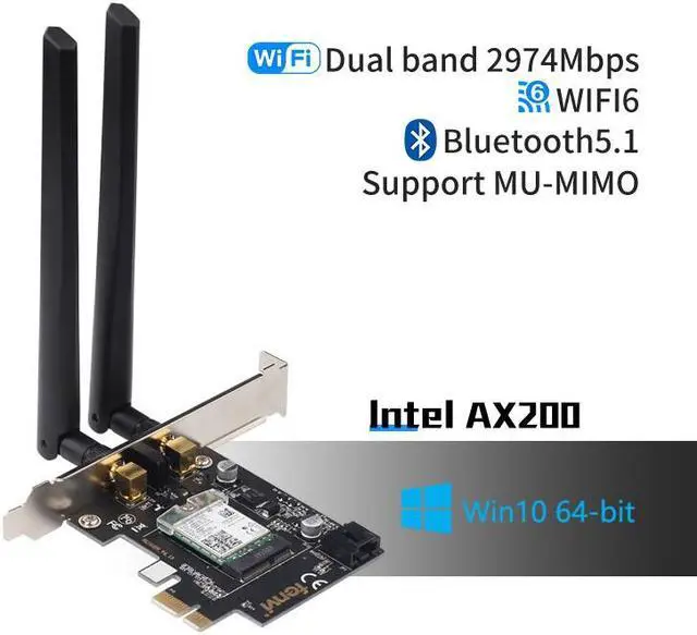 Main image of Weastlinks Desktop Wi-Fi 6 PCI-E Wireless Adapter 2.4Gbps 2.4G/5Ghz 802.11ac/ax Bluetooth 5.0 AX200NGW Wifi Card For Intel AX200 MU-MIMO