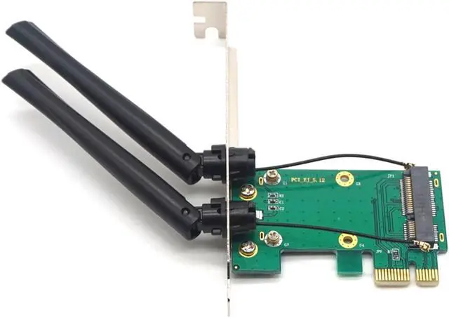 Alt view image 7 of 7 - Weastlinks Mini PCI-E to PCI-E 1X Desktop Adapter Convertor with Two Antennas for Wireless Wifi Network Card