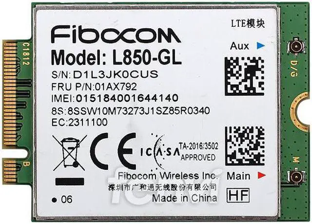 Alt view image 3 of 7 - Weastlinks Fibocom L850-GL M.2 Card FRU 01AX792 4G LTE Wireless Module Lenovo ThinkPad X1 Carbon Gen6 X280 T580 T480s L480 X1 Yoga Gen 3