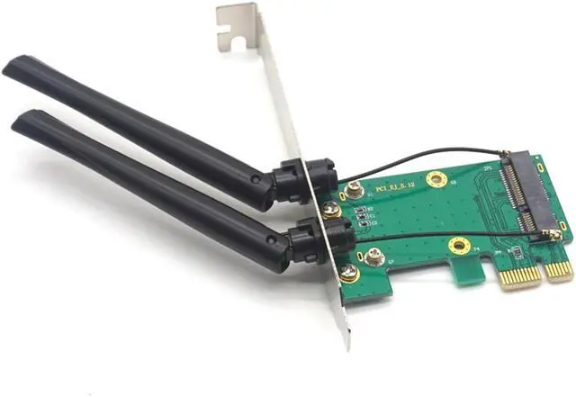 Main image of Weastlinks Mini PCI-E to PCI-E 1X Desktop Adapter Convertor with Two Antennas for Wireless Wifi Network Card