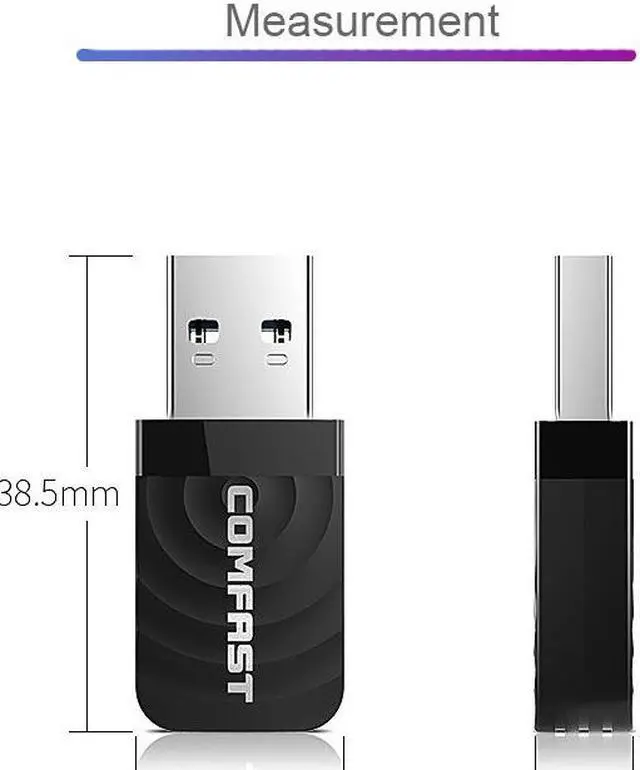 Alt view image 7 of 7 - Weastlinks 2.4G/5Ghz Dual band 1300Mbps Gigabit USB Mini Portable Unlimited Receiver CF-812AC USB WiFi Adapter For PC/Desktop/Laptop Mac Os