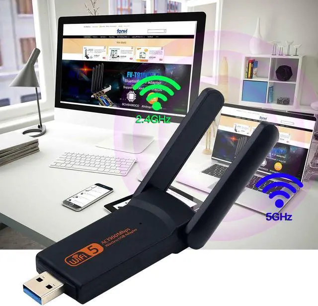 Alt view image 6 of 7 - Weastlinks Wifi Adapter Dual Band 1900M Wi-Fi USB 3.0 Wireless Dongle Antenna LAN Ethernet 5G 2.4Ghz Network Card AP Receiver