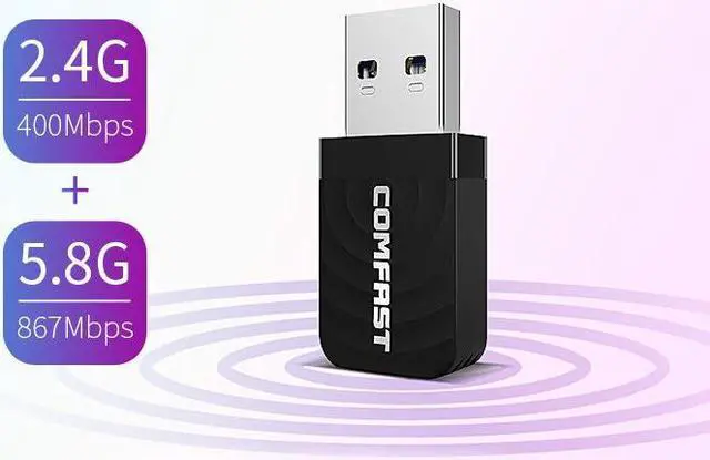 Alt view image 2 of 7 - Weastlinks 2.4G/5Ghz Dual band 1300Mbps Gigabit USB Mini Portable Unlimited Receiver CF-812AC USB WiFi Adapter For PC/Desktop/Laptop Mac Os