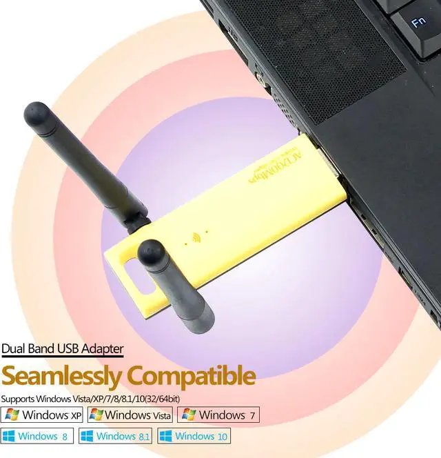 Alt view image 5 of 7 - Weastlinks Dual Band 802.11ac Wifi Adapter Wireless USB 1200Mbps Lan USB3.0 Ethernet High Speed Network Card 2.4G 5G Antenna For Laptop PC
