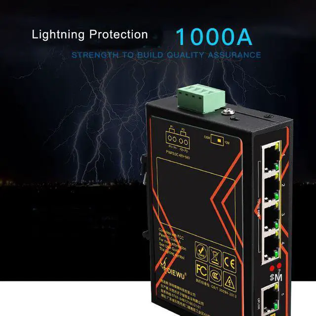 Alt view image 3 of 8 - Weastlinks Industrial switch 10/100Mbps 5 port ethernet industrial POE Switch support 48-54V power supply