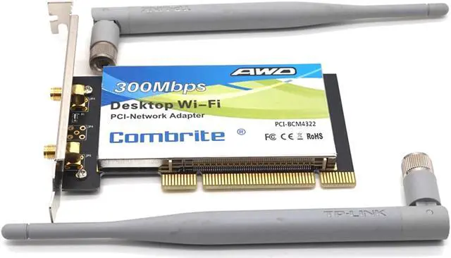 Alt view image 6 of 7 - Weastlinks BCM4322 300Mbps 2.4G Wireless Wlan Wifi PCI Card Desktop Adapter With 6dBi wifi Antenna High Speed