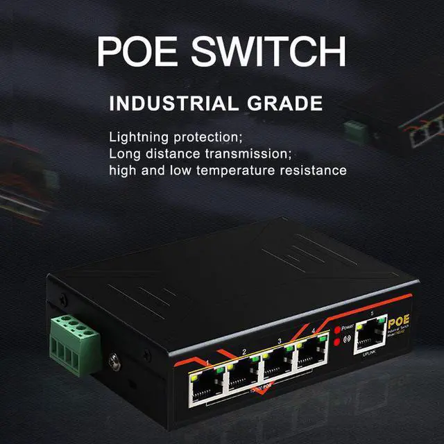 Alt view image 4 of 8 - Weastlinks Industrial switch 10/100Mbps 5 port ethernet industrial POE Switch support 48-54V power supply