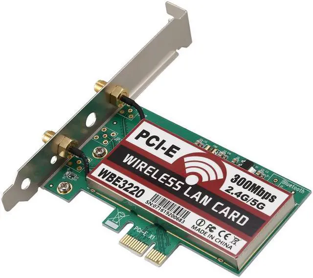 Alt view image 3 of 7 - Weastlinks 2 Antenna network card 4G/5G 300Mbps PCI-E X1 WiFi Wireless Card Adapter Chipset for BCM4322 WBE3220