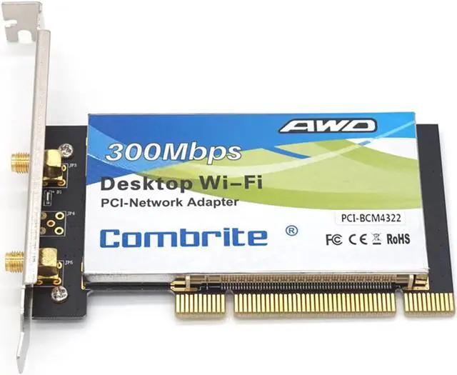 Alt view image 5 of 7 - Weastlinks BCM4322 300Mbps 2.4G Wireless Wlan Wifi PCI Card Desktop Adapter With 6dBi wifi Antenna High Speed
